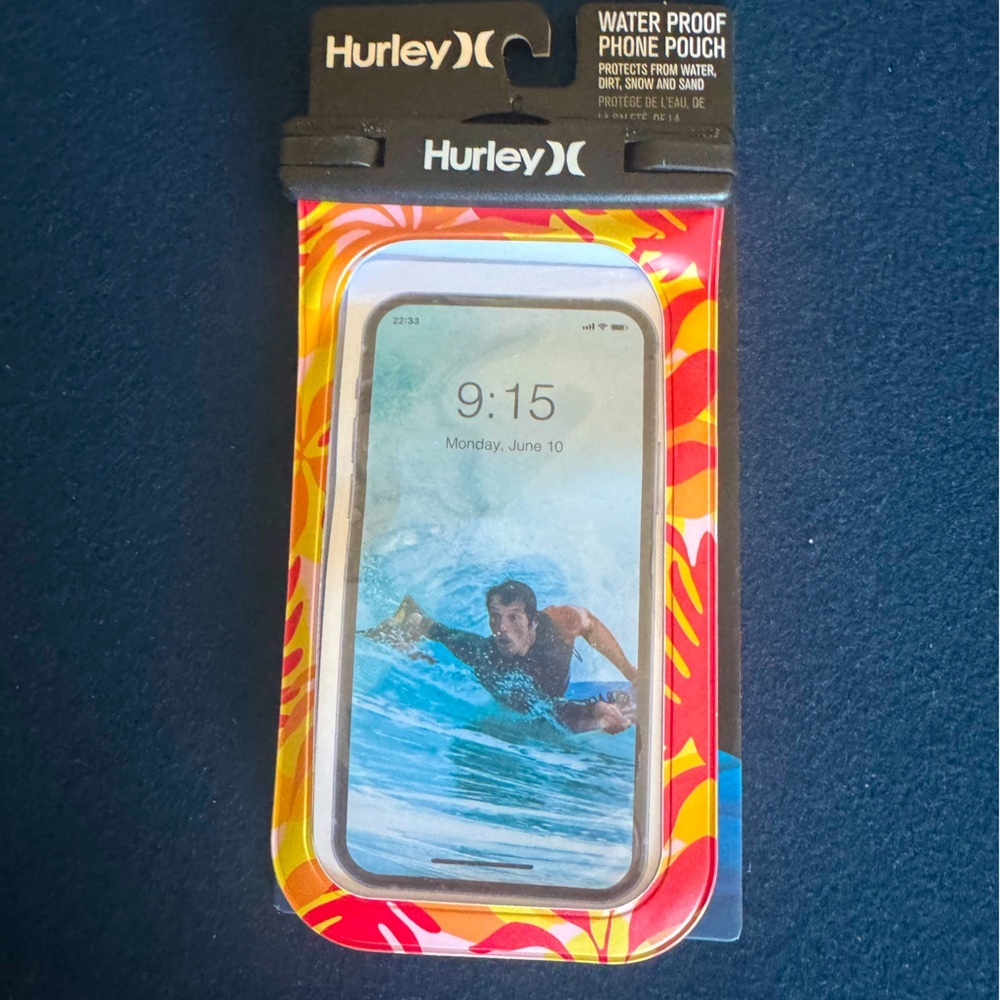 Hurley Waterproof Pouch w/ removable lanyard:protects from sand dirt snow&water